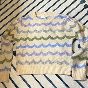 Dreamers By Debut | Cream Patterned Cropped Sweater | Size: Small | Color: Cream